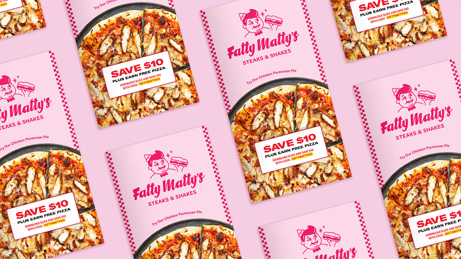 Fatty Matty's identity. Print menu