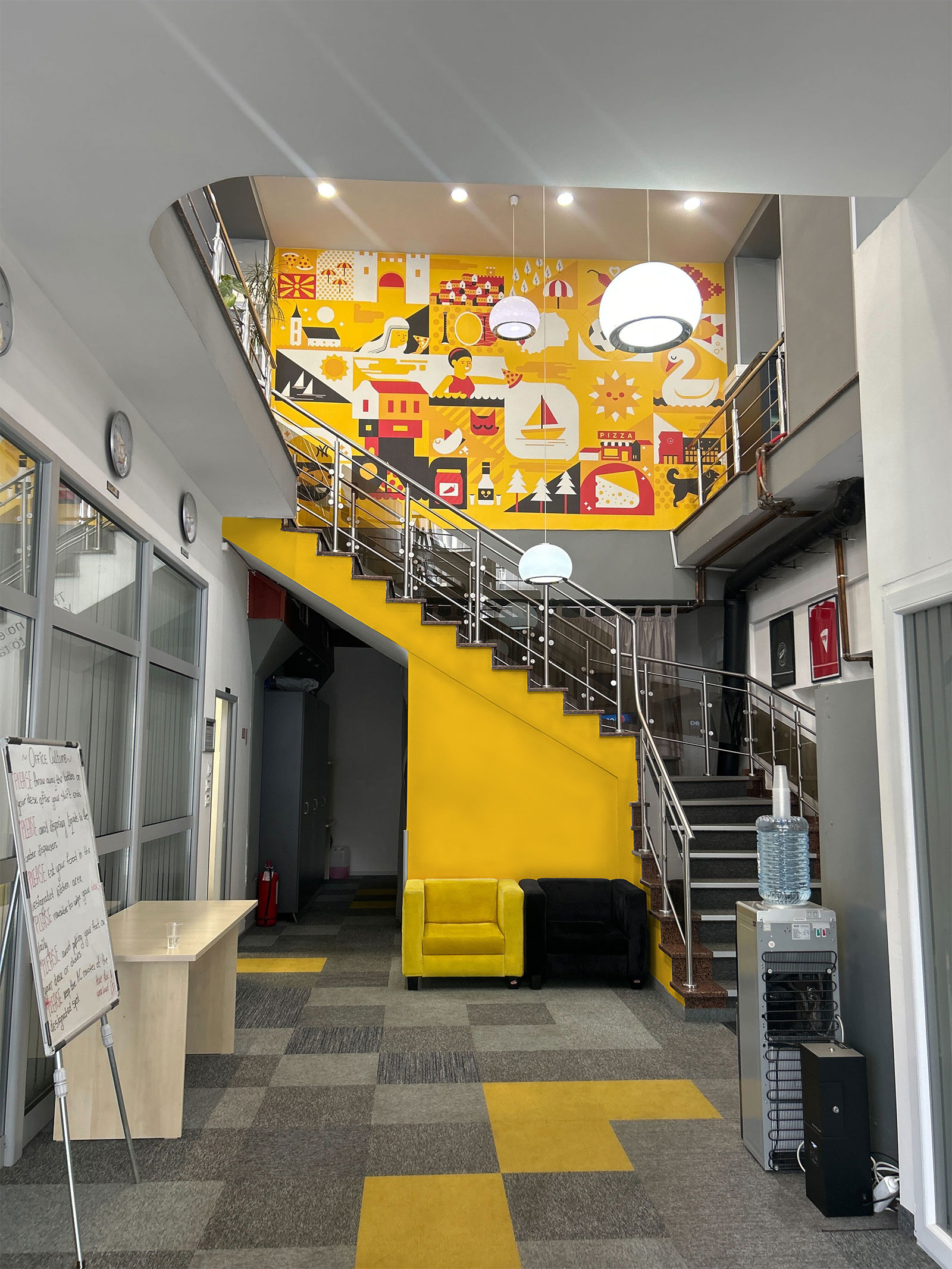 Skopje office design. Mural.