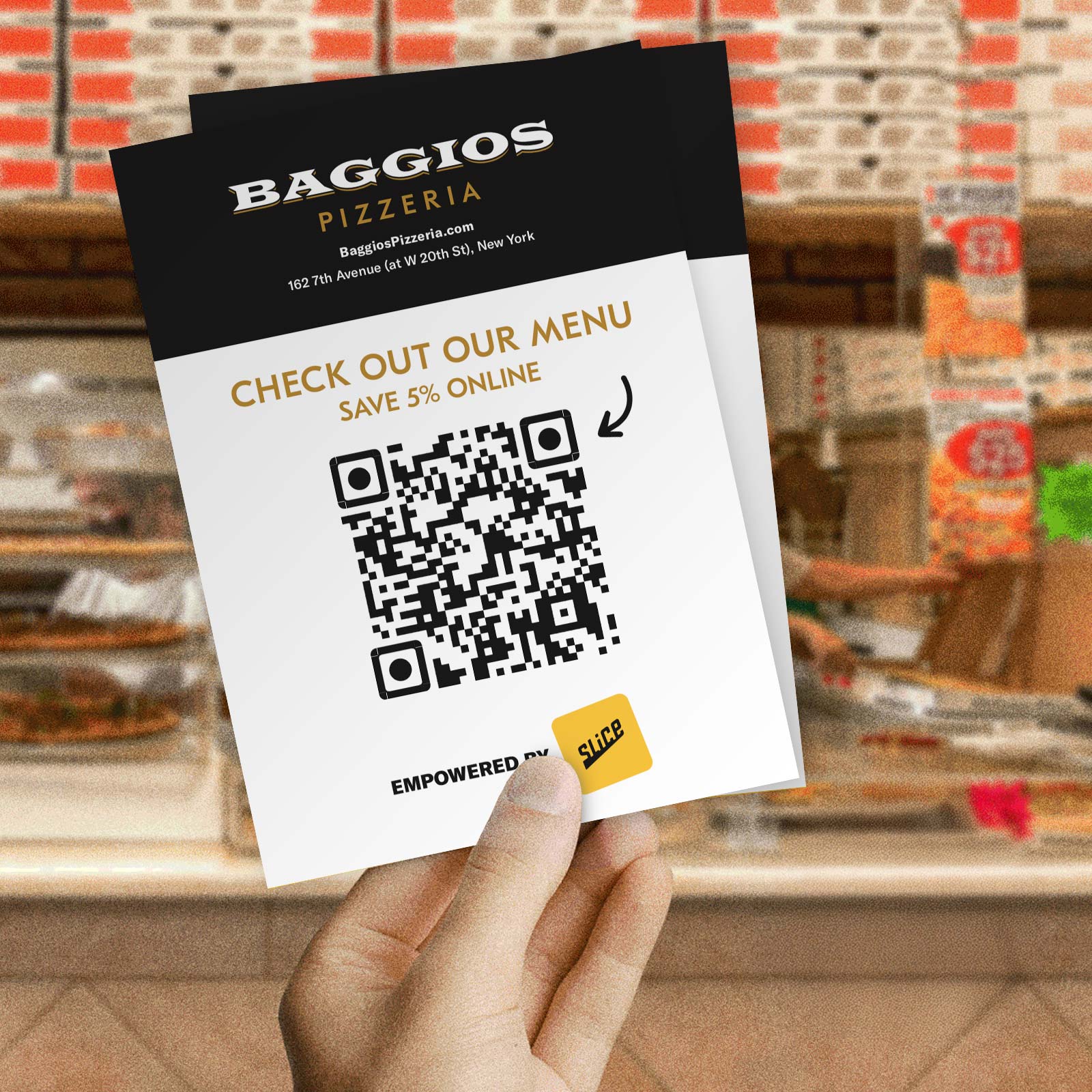 Baggios menu card