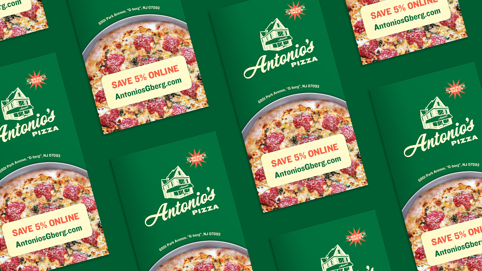Antonio's Pizza identity. Print menu.