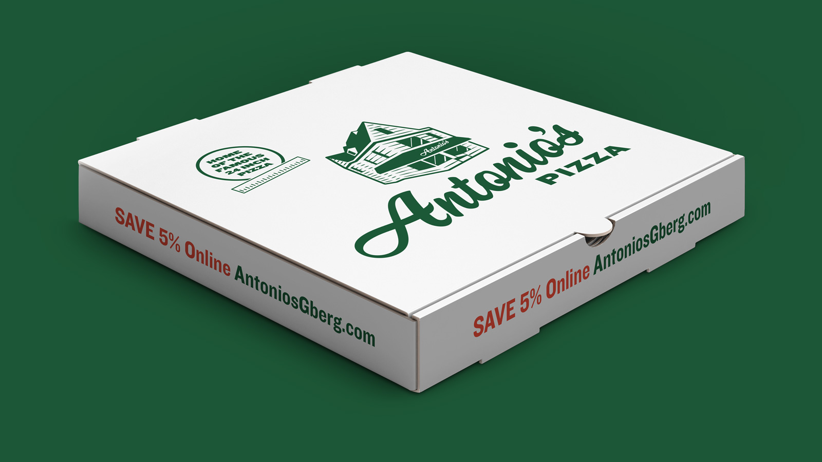 Antonio's Pizza identity. Pizza box.
