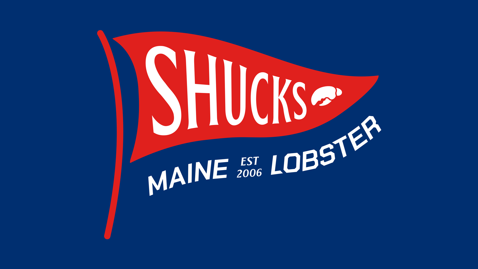 Shucks Maine Lobster logo — triangular pennant flag concept