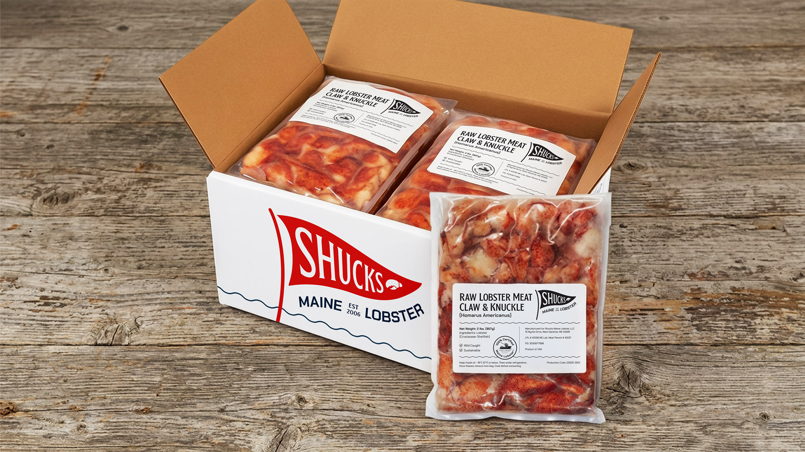 Shucks Maine Lobster product packaging and product label design